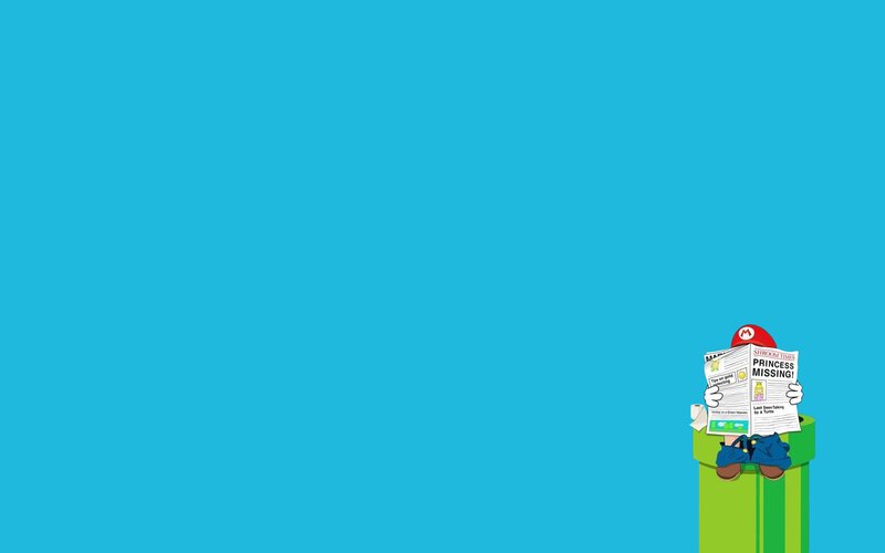 Mario Reading Newspaper — Blue
