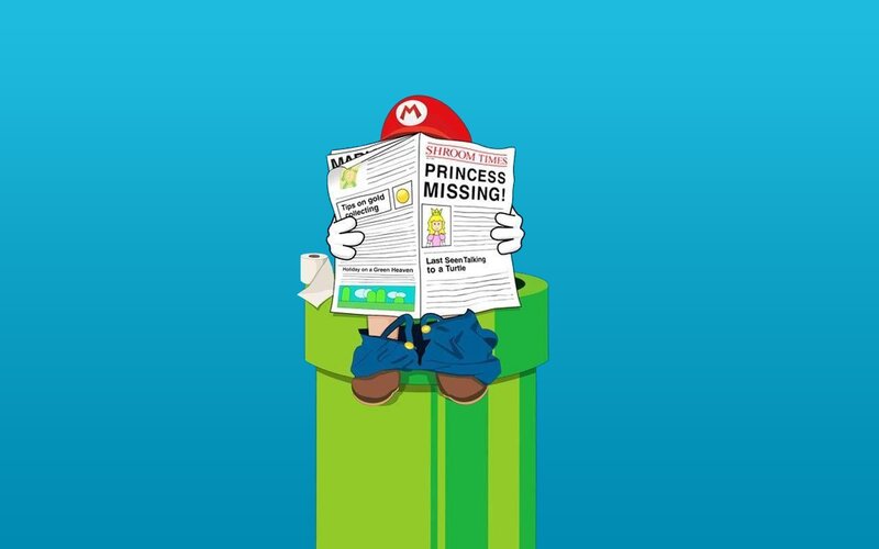 Mario Reading Newspaper