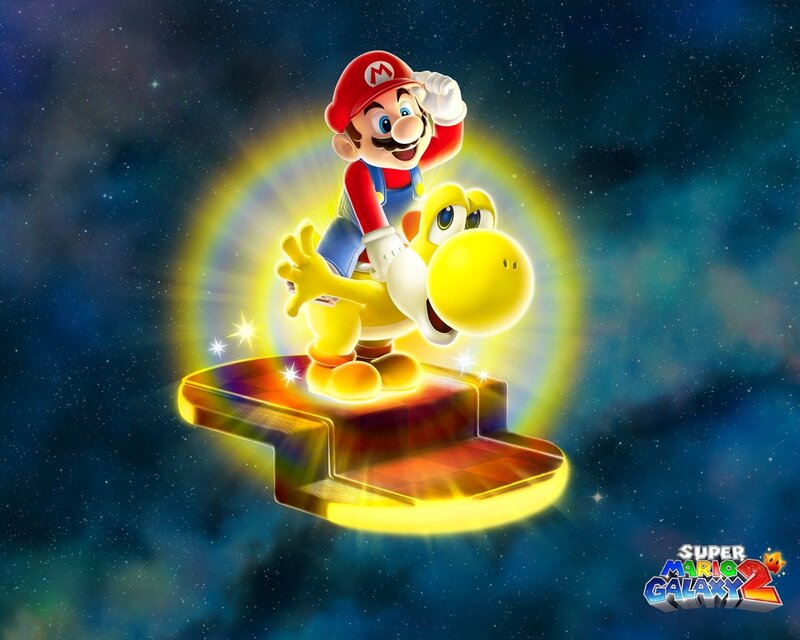 Mario Riding Yoshi — Blue, Adventurous