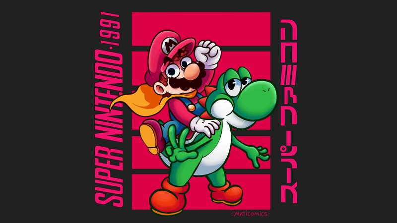 Mario Riding Yoshi — Red, Playful