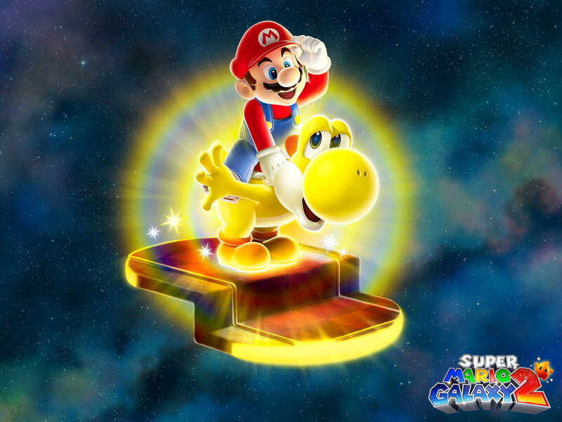 Mario Riding Yoshi — Yellow, Adventurous