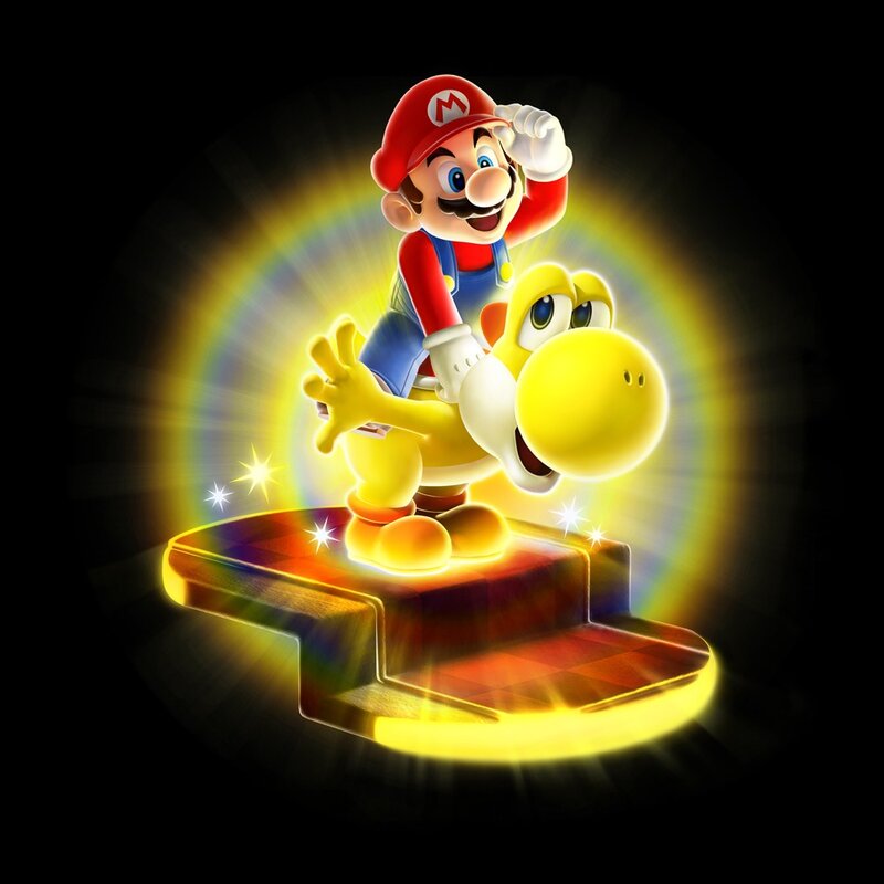 Mario Riding Yoshi — Yellow, Celebratory