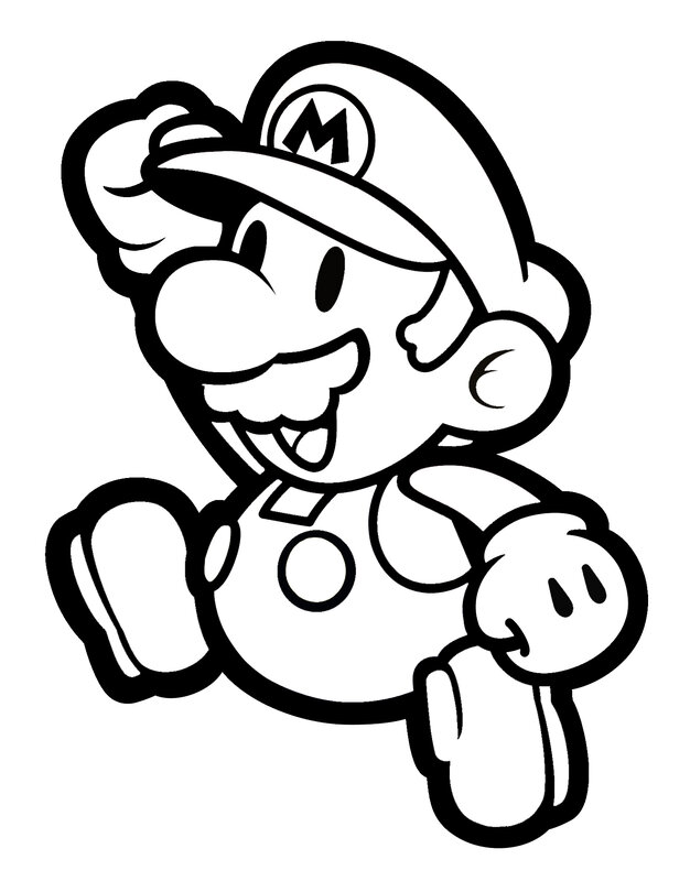 Mario running coloring page