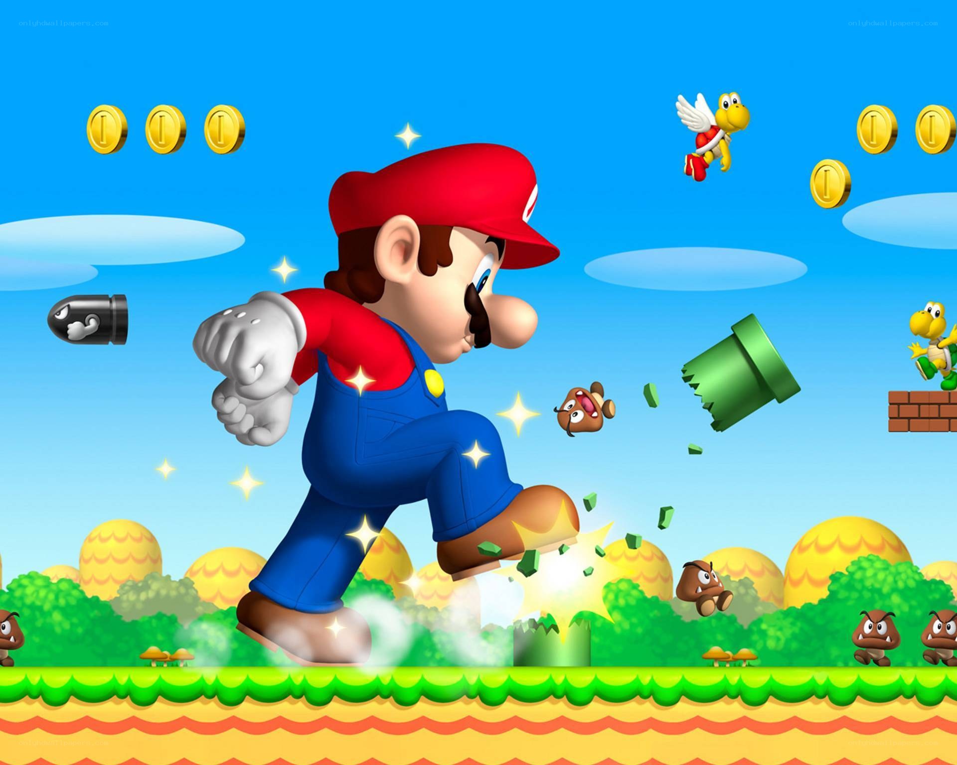 Mario running in a game world