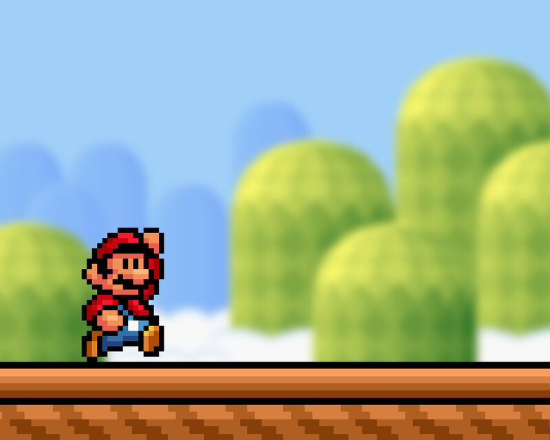 Mario Running on Platform — Red