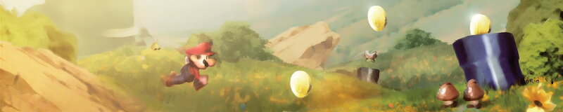Mario running through a field
