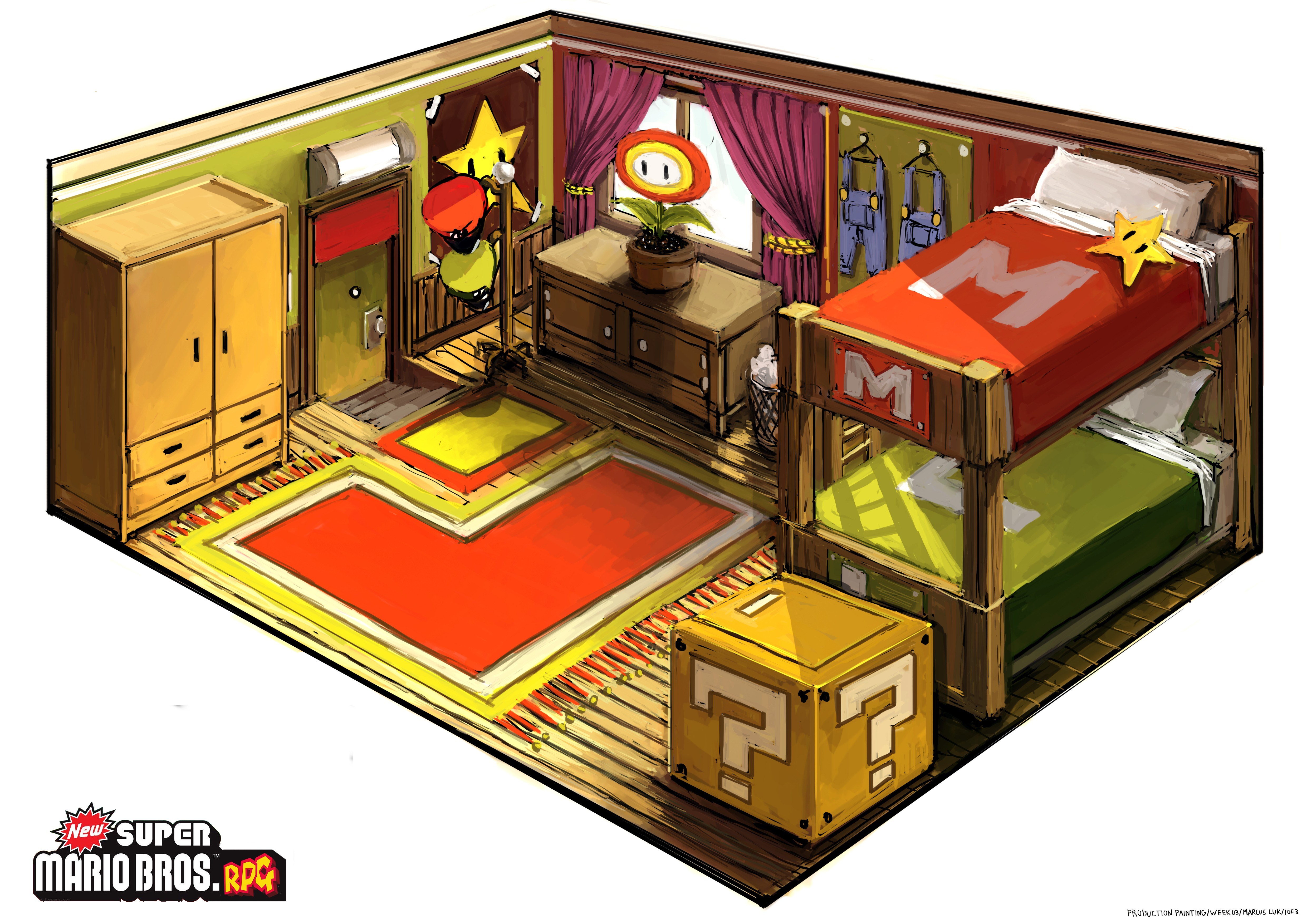Mario's bedroom concept art