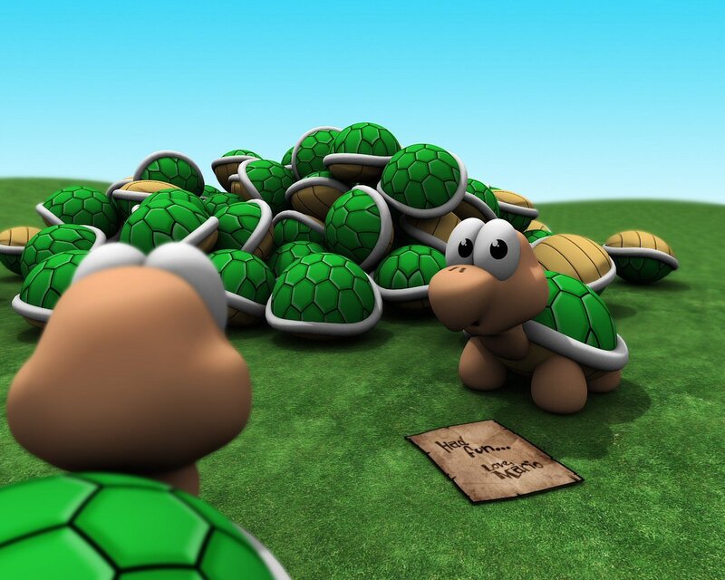 Mario's turtle pile