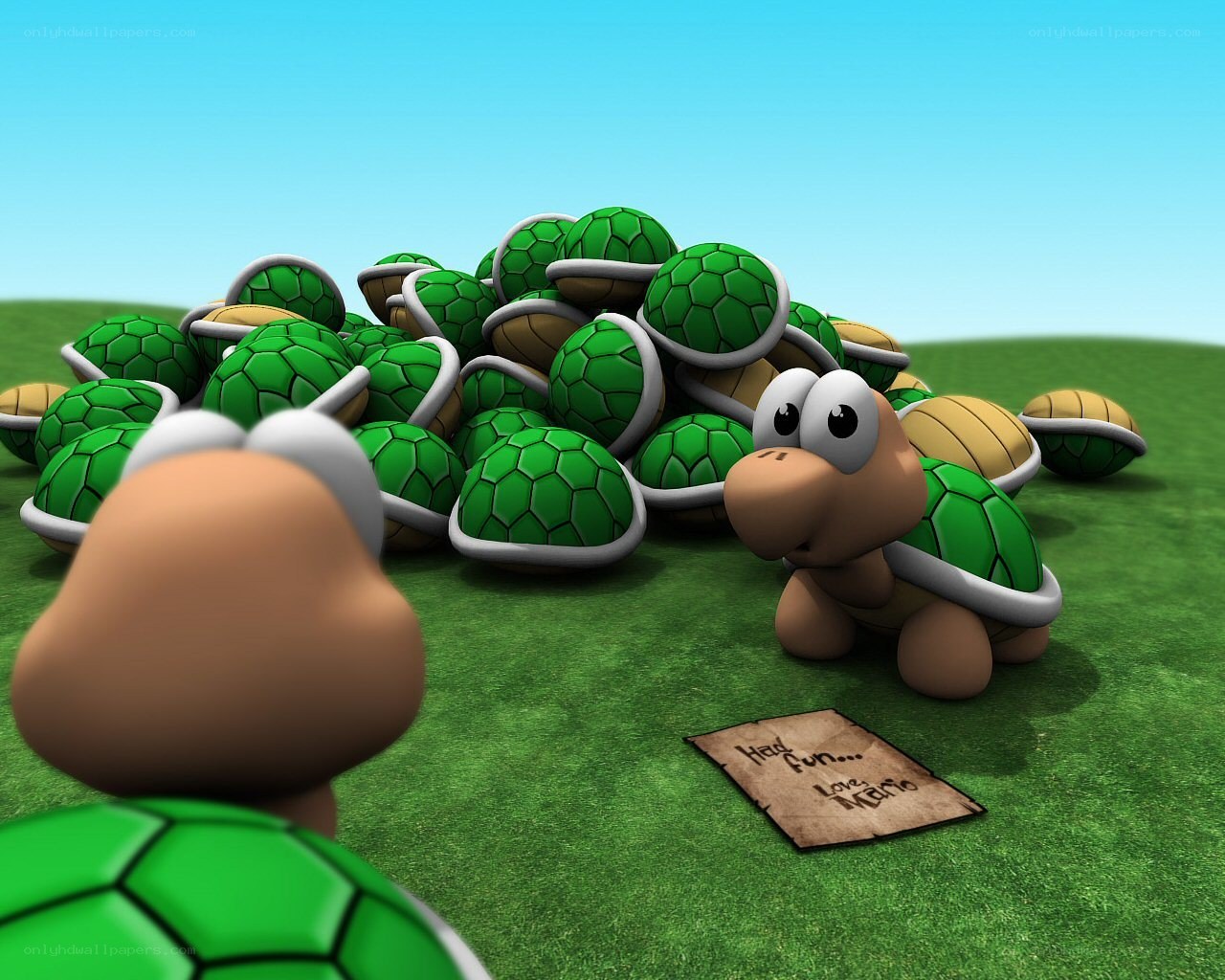 Mario's turtle pile