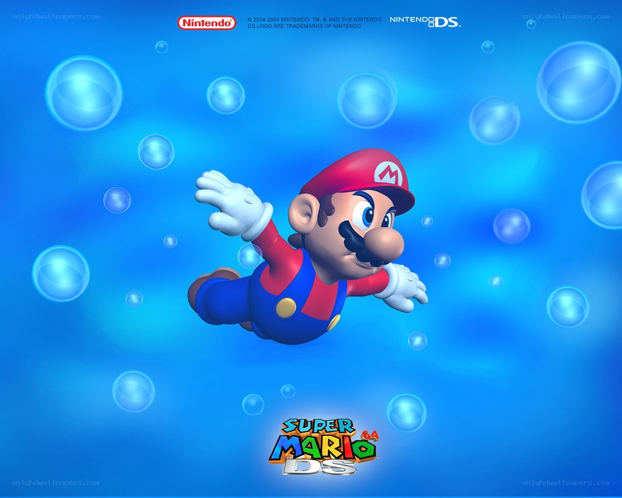 Mario swimming underwater