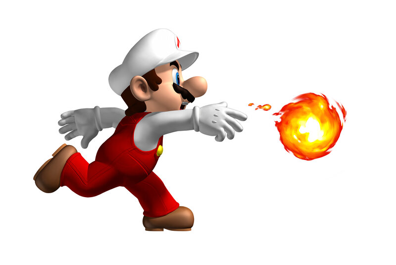 Mario throwing fireball