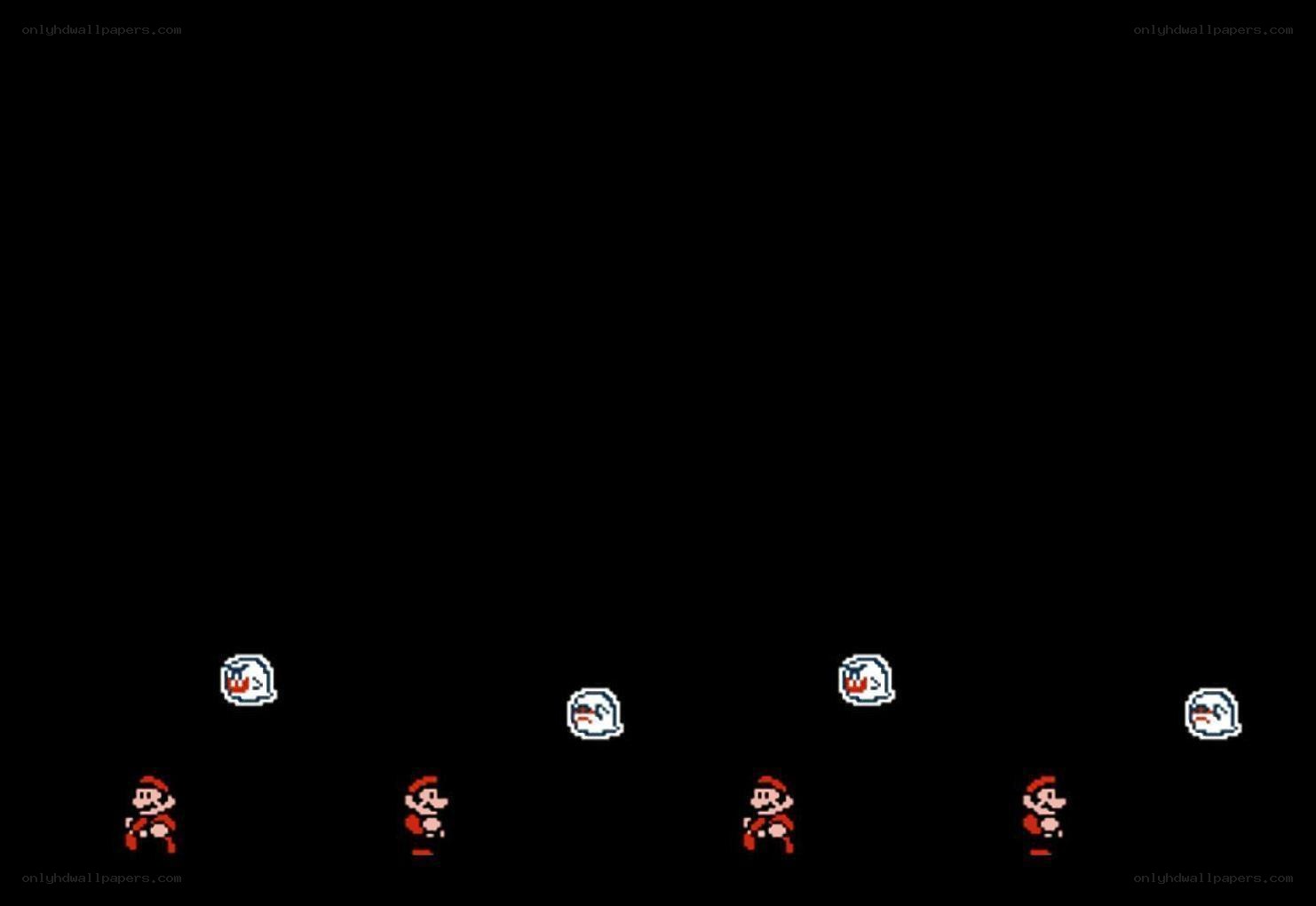 Mario vs ghosts in dark room