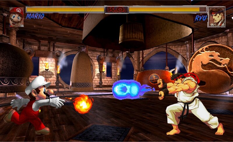 Mario vs Ryu fight scene
