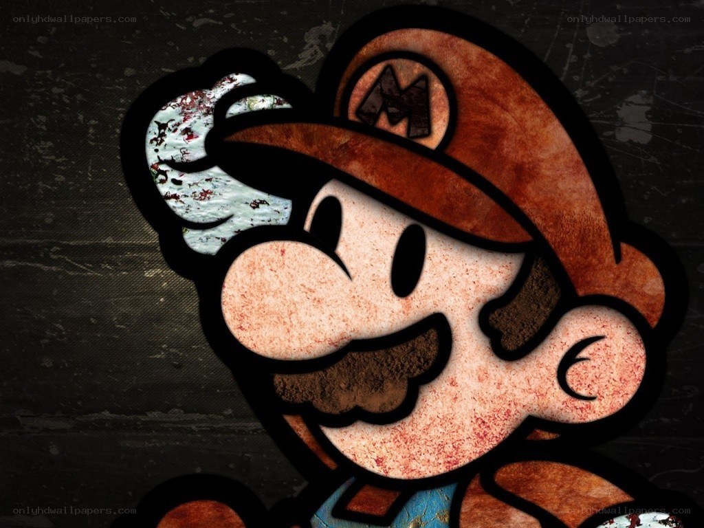 Mario with blood-stained face