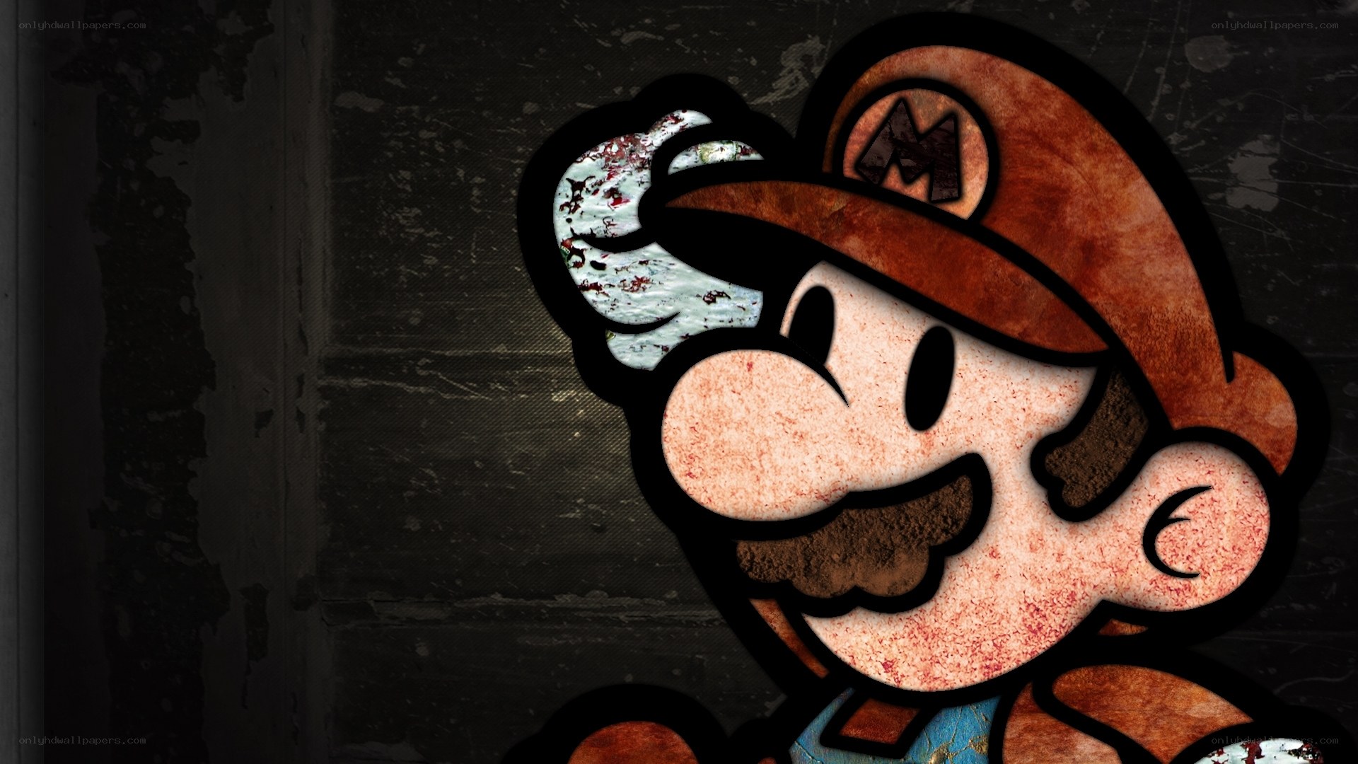 Mario with blood-stained face