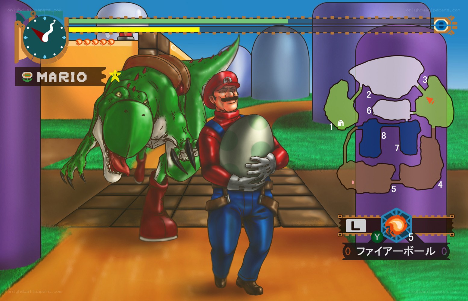 Mario with dinosaur and egg