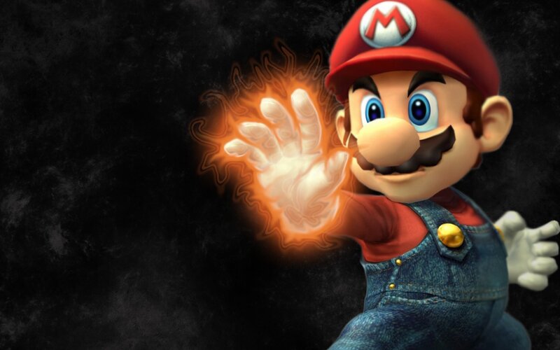 Mario with Fire Hand — Red, Dramatic, 3d Render