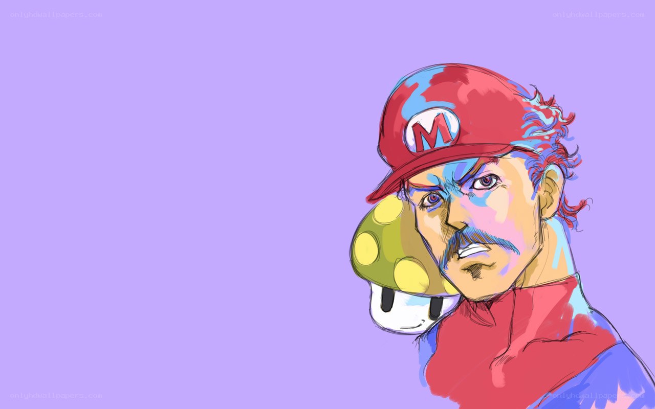 Mario with mustache and mushroom