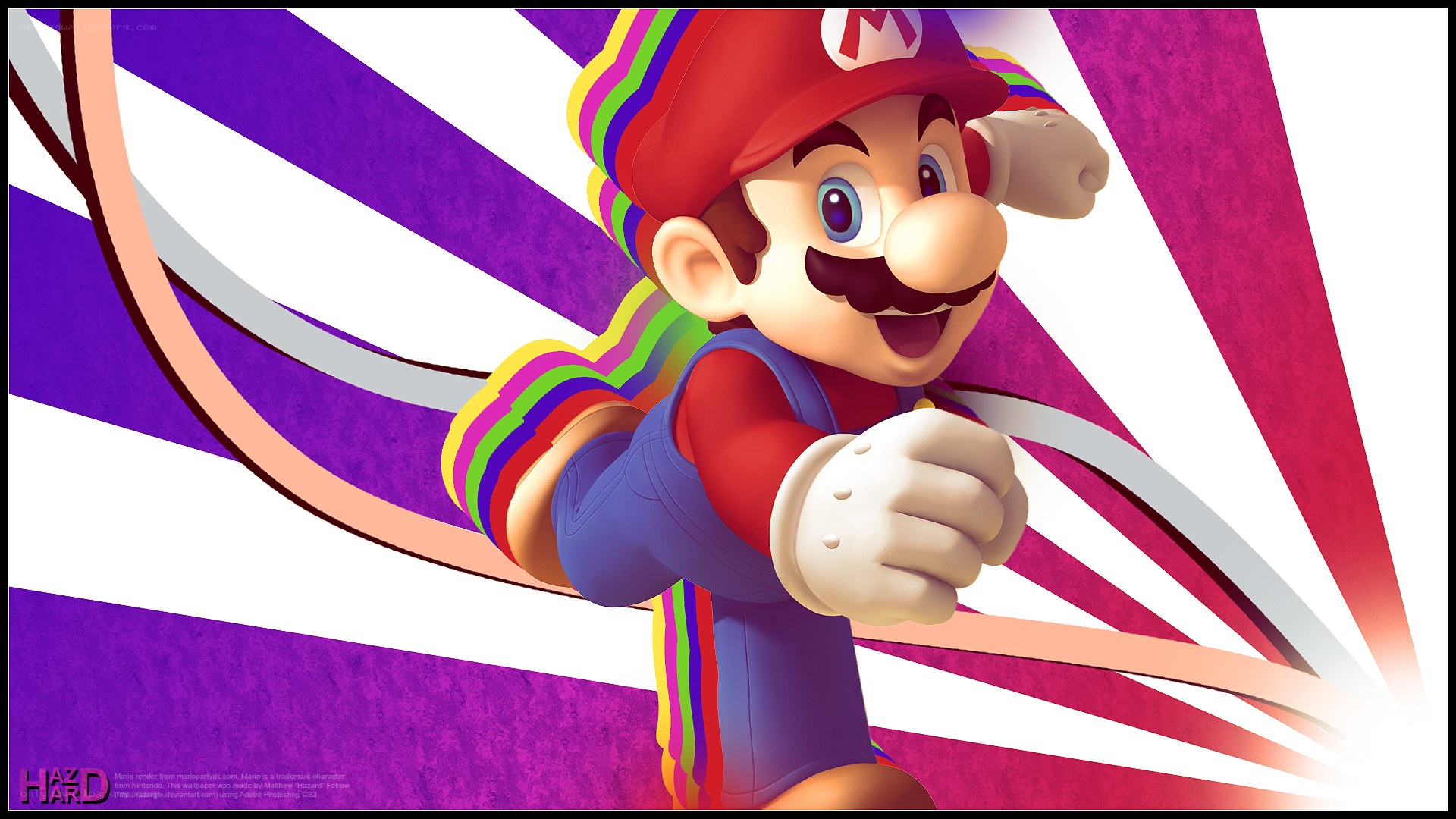 Mario with rainbow trails