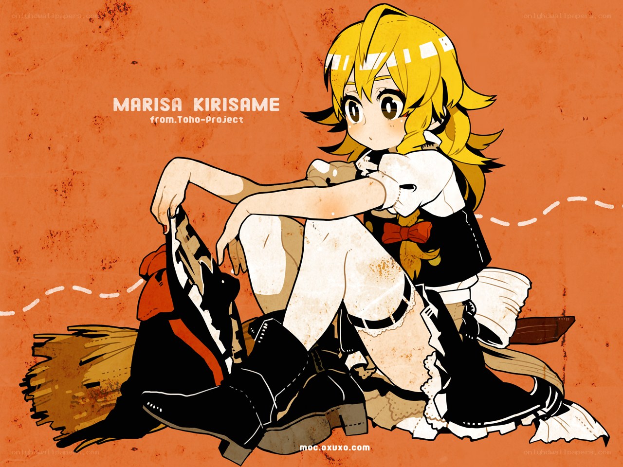 Marisa Kirisame sitting with broom