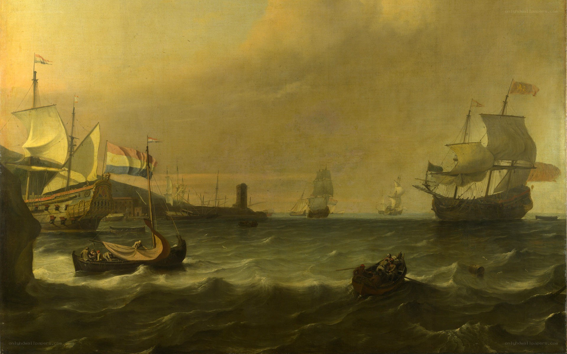Maritime scene with ships