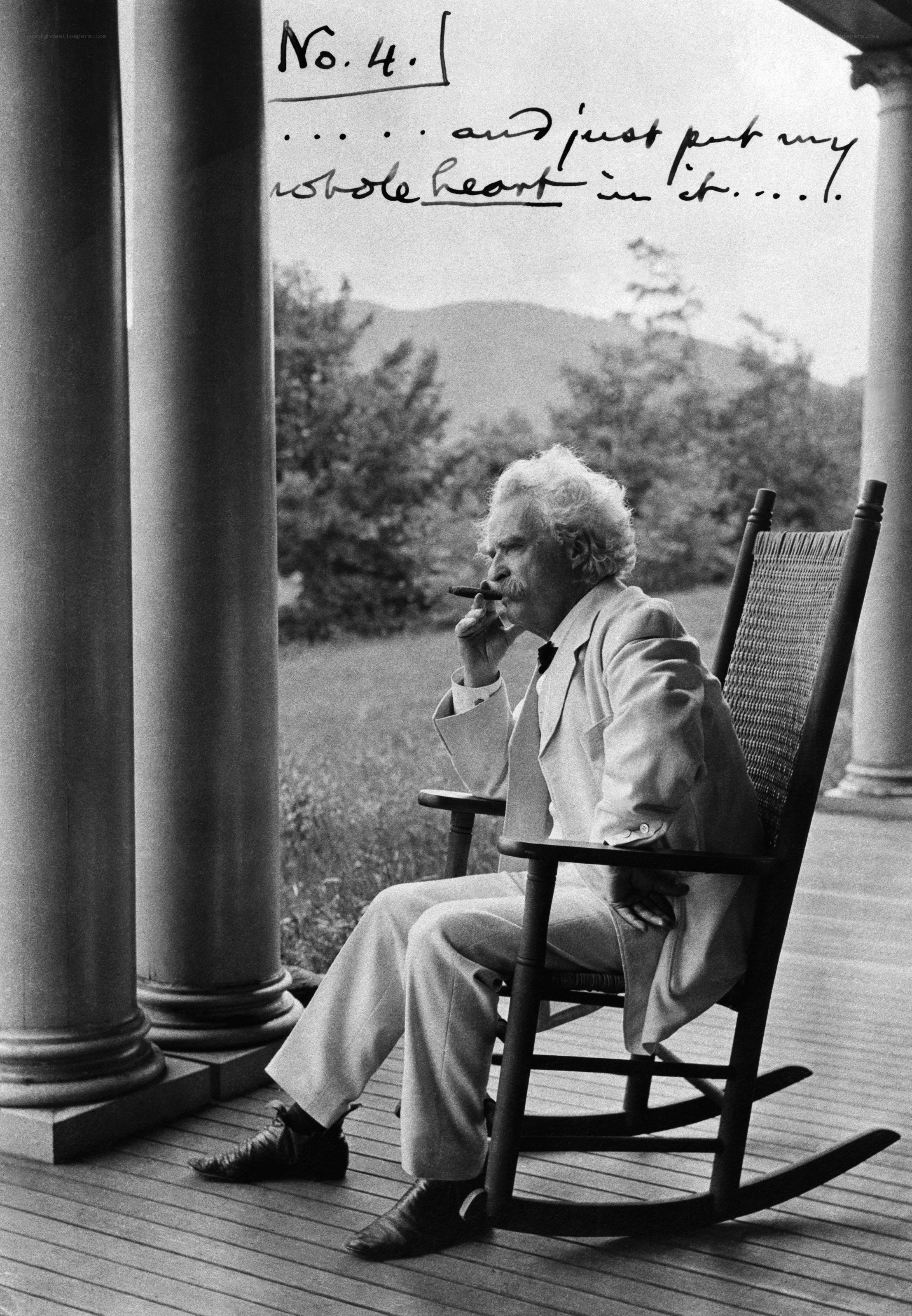 Mark Twain on porch