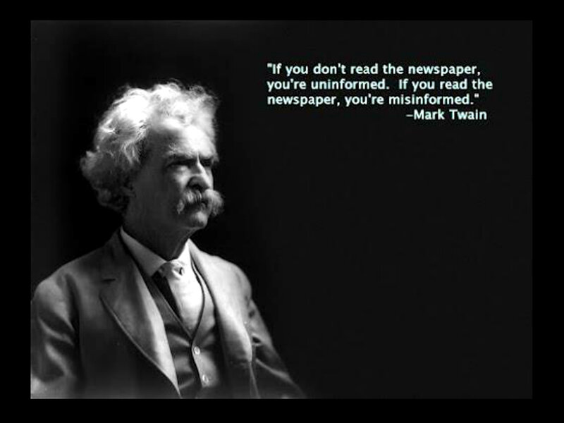 Mark Twain Portrait — Black, Serious, Photograph