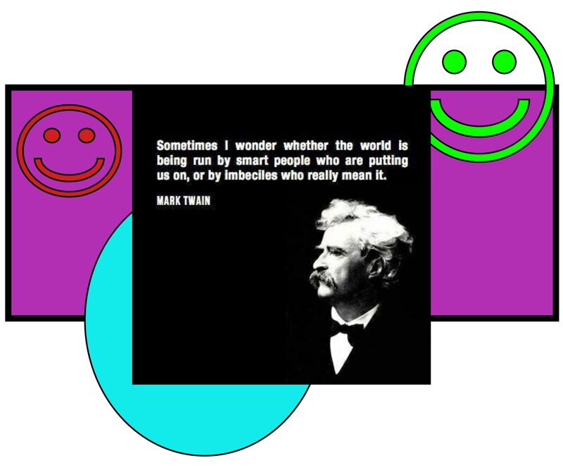 Mark Twain Portrait — Black, Thoughtful