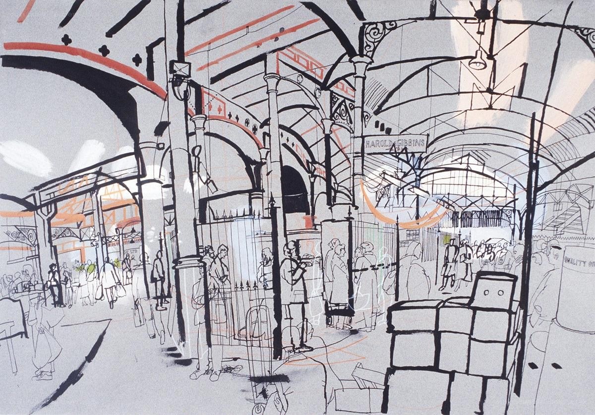 Market hall sketch