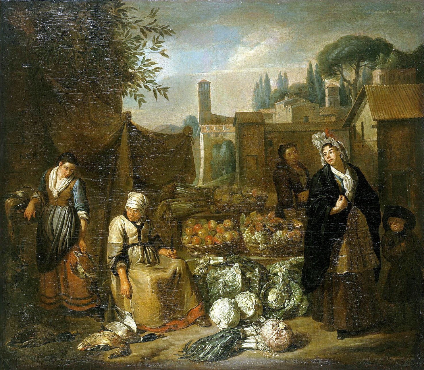 Market scene with vendors