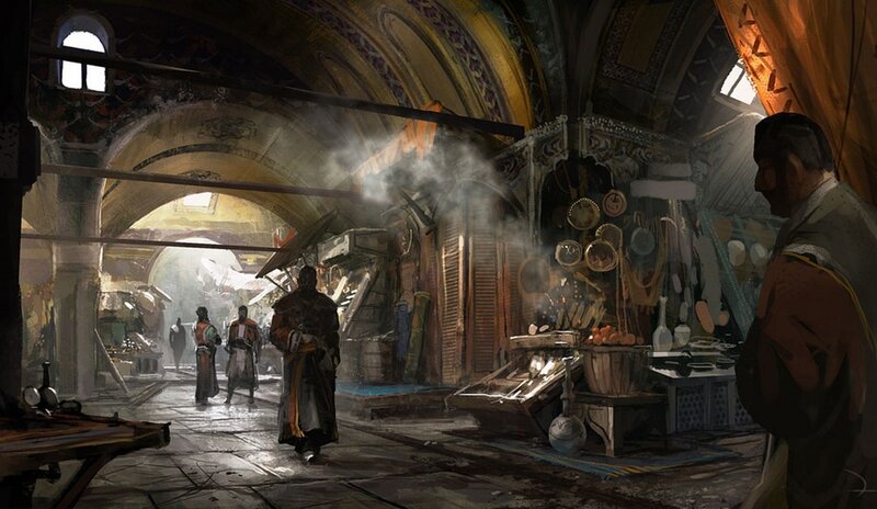Marketplace in ancient city
