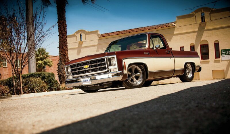 Maroon and Cream Pickup Truck