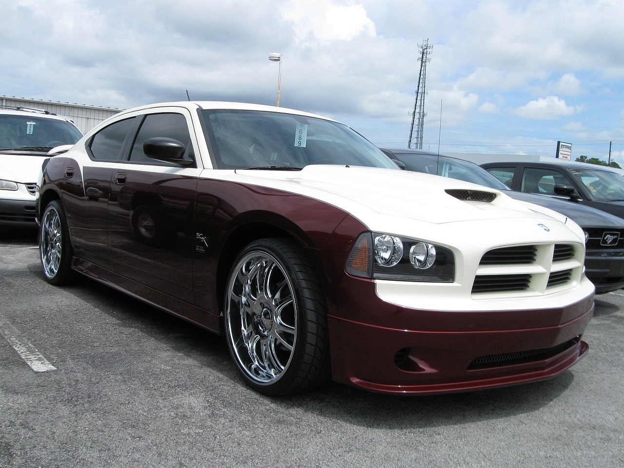 maroon and white dodge charger