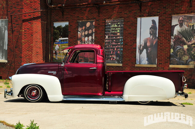 Maroon and White Pickup Truck