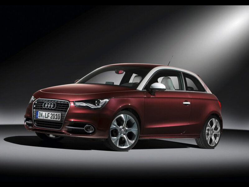 Maroon Audi A1 in studio