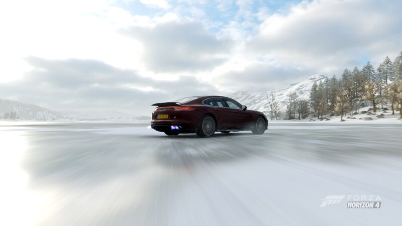 Maroon Car on Ice