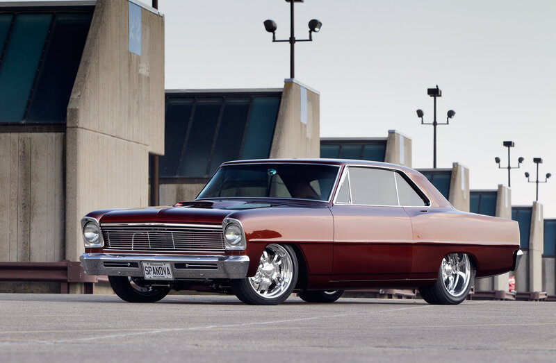 Maroon Classic Car — Calm, Afternoon, Photograph, Building