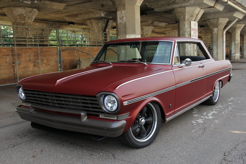 Maroon Classic Car — Calm, Afternoon, Photograph, Concrete Structure