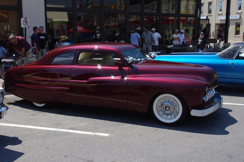 Maroon Classic Car — Outdoor, Afternoon, Photograph, Blue Car