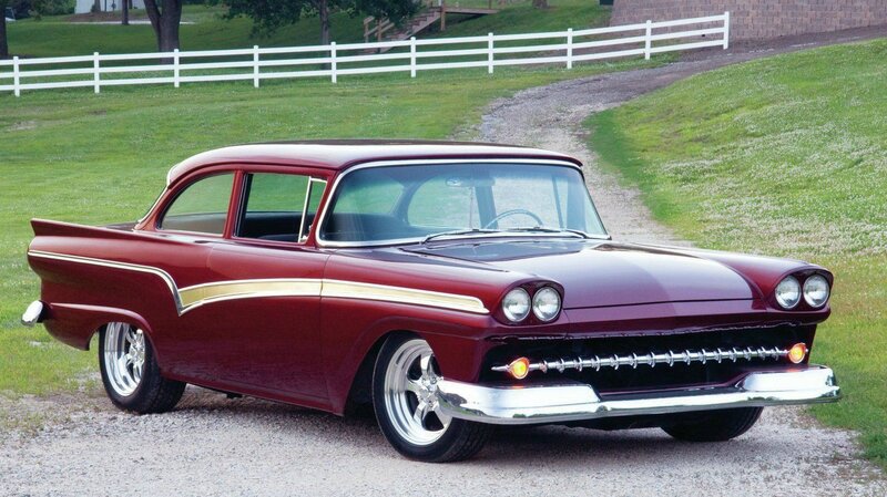 Maroon Classic Car — Serene, Afternoon, Photograph, Grass