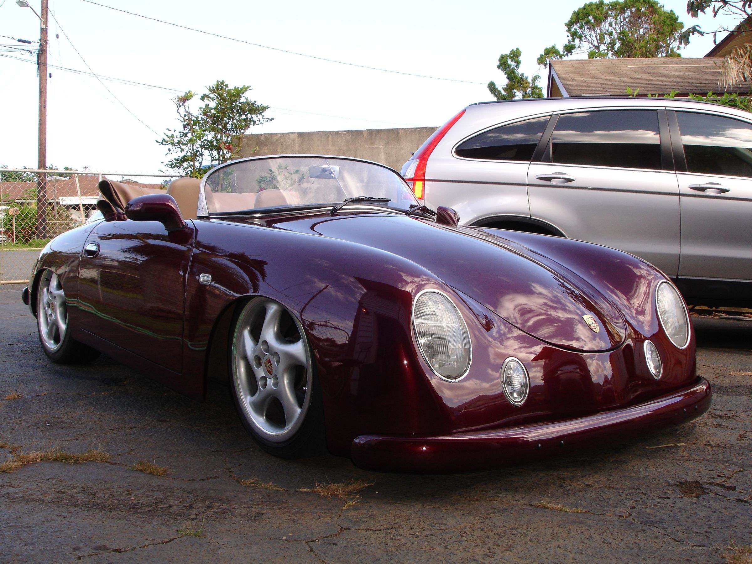 Maroon classic convertible car