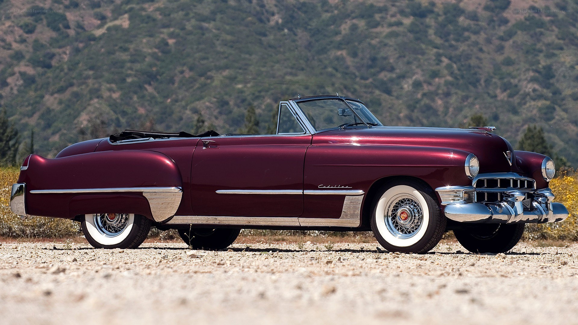 Maroon classic convertible car