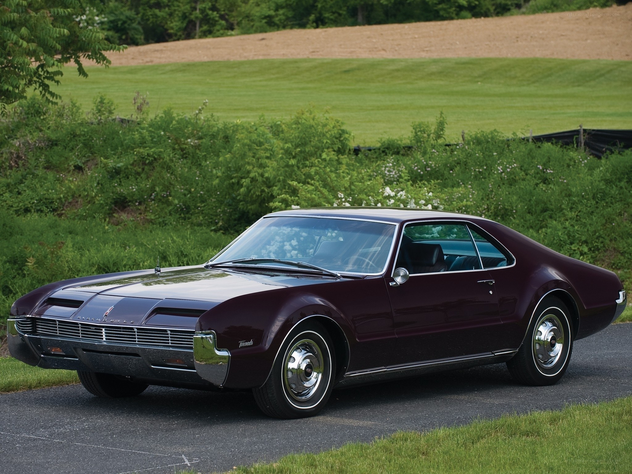 maroon classic muscle car