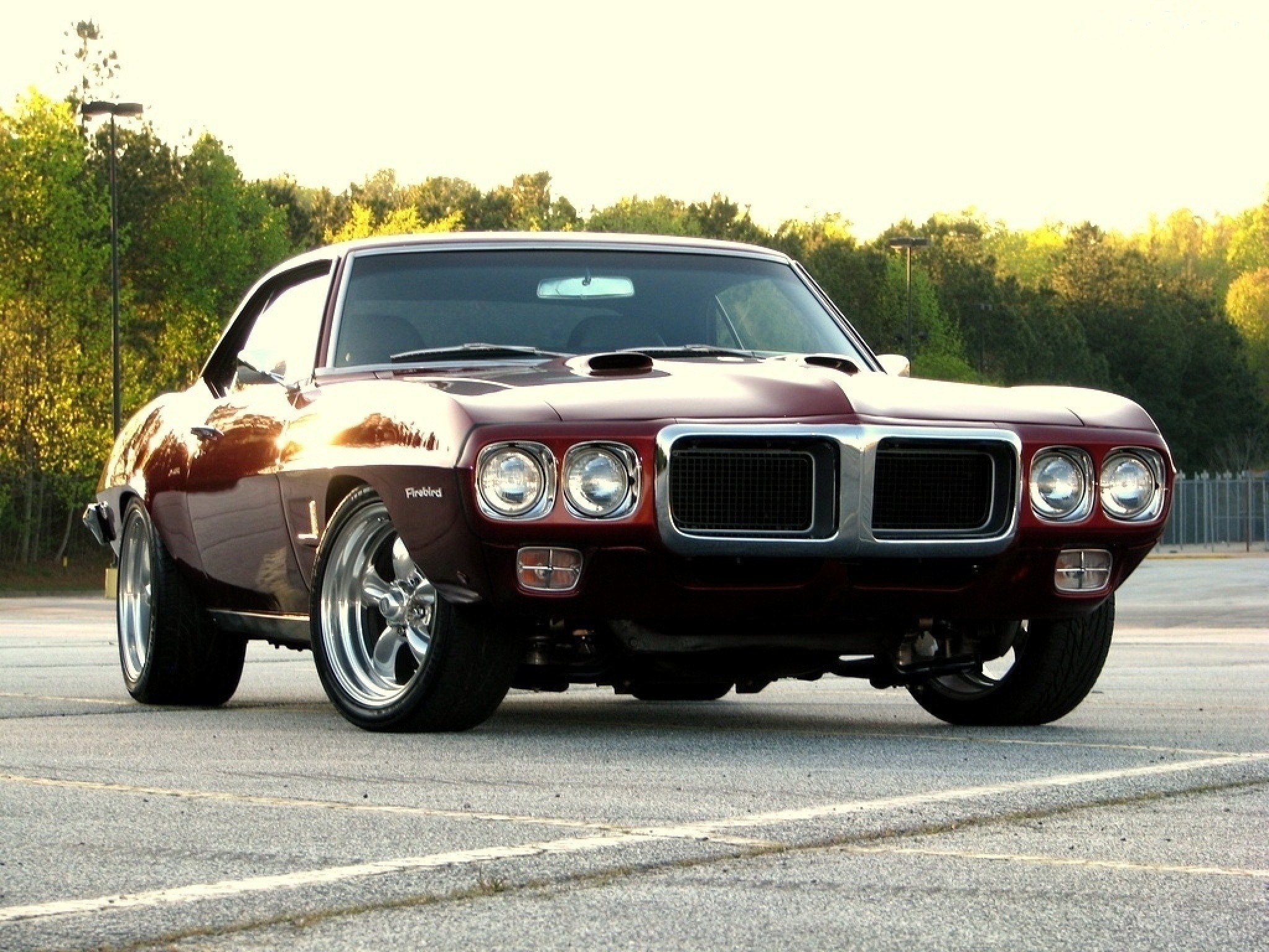 maroon classic muscle car