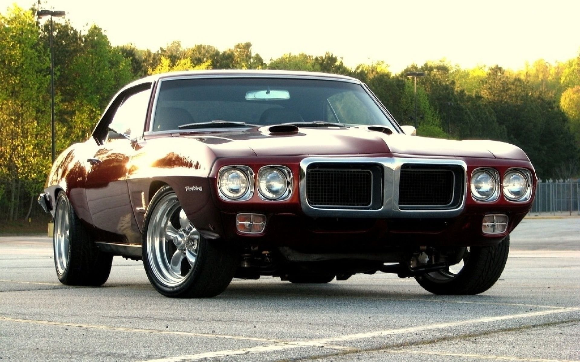 maroon classic muscle car