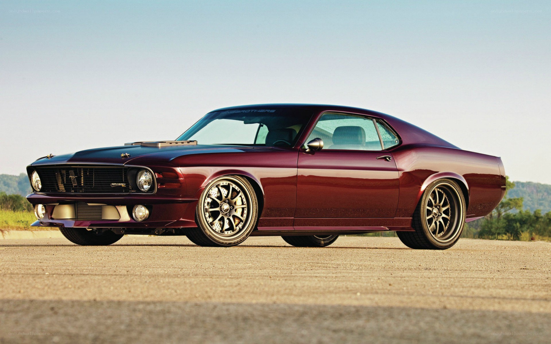 maroon classic muscle car