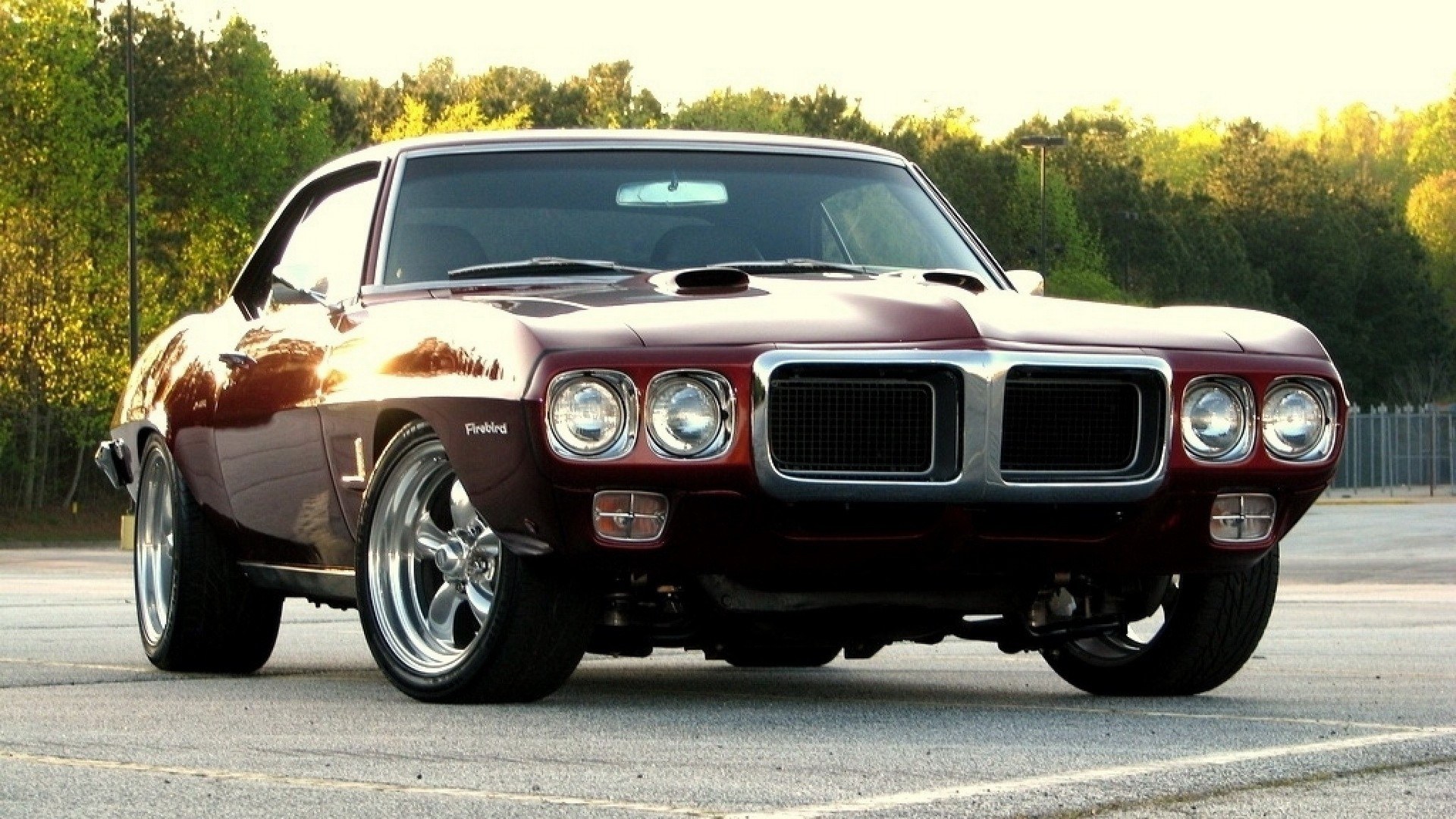 maroon classic muscle car