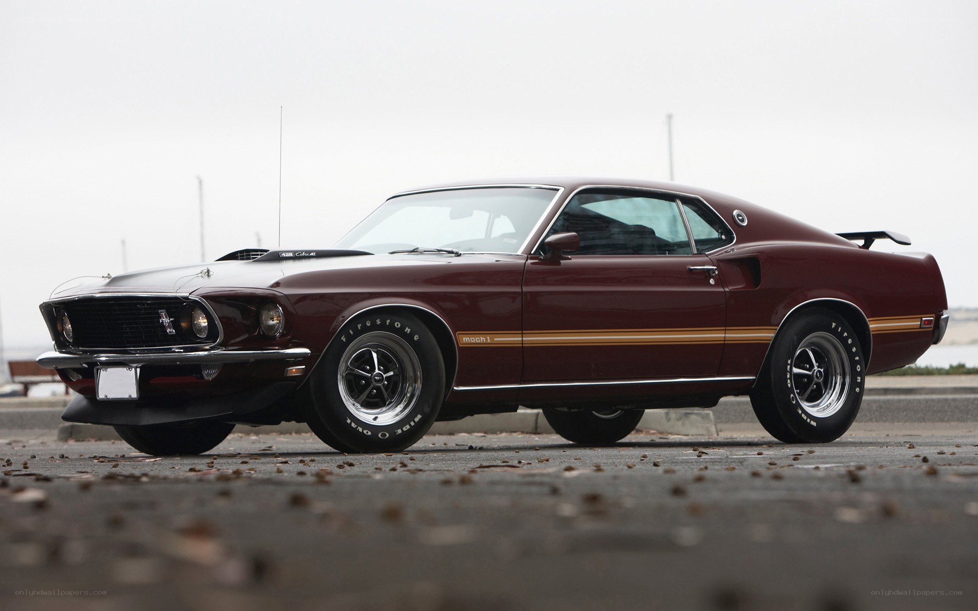 Maroon classic muscle car