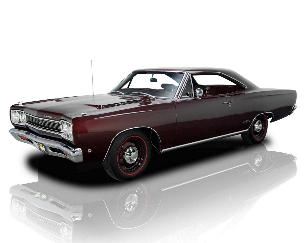 Maroon classic muscle car