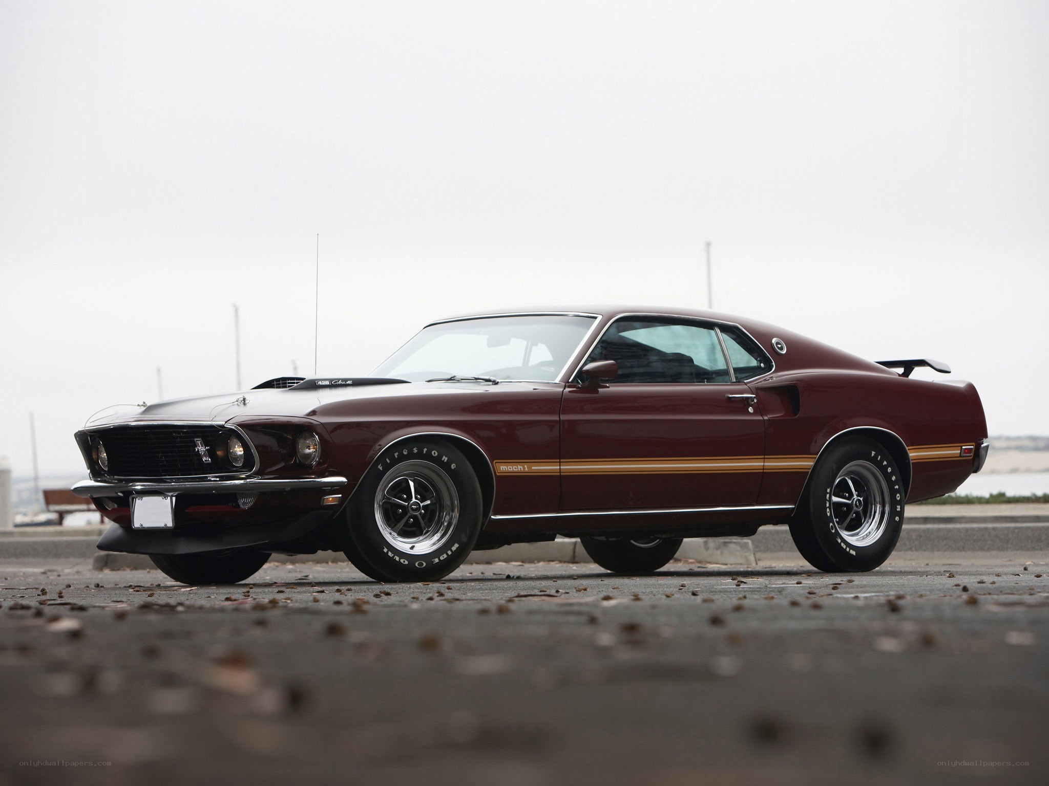 Maroon classic muscle car